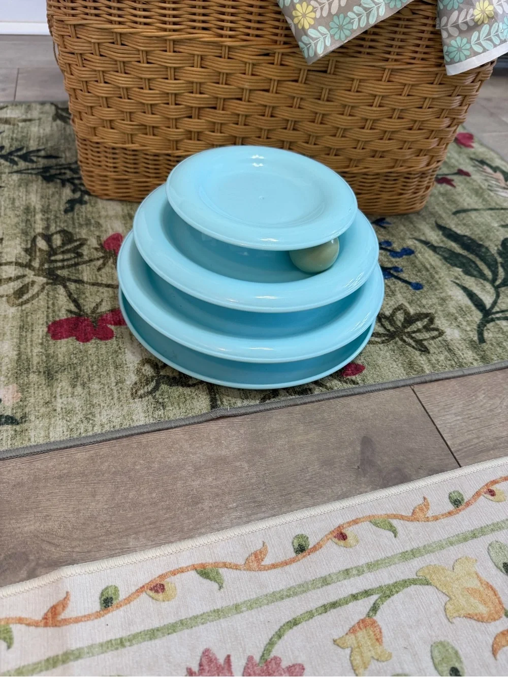 Cat Toy Blue Tiered Cat Track Toy with Rolling Ball